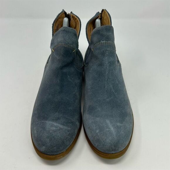 Born Women's Arula Blue Suede Ankle Booties Size 7.5 Casual Fall Back Zipper - Picture 5 of 15